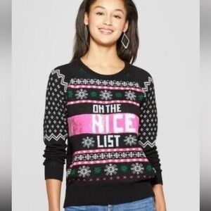 Well Worn Black and Pink Festive Sweater